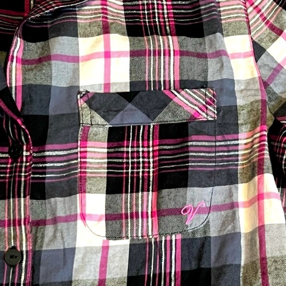 Victoria’s Secret Plaid Long Sleeve Pajama Top Womens Size XS Red White - Picture 3 of 5